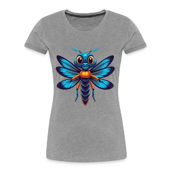 Libelle Bunte Kawaii Cartoon Figur Haustier - Frauen Premium Bio T-Shirt - Grau meliert - Vorne - Mia (176cm)