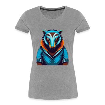 Anteater Colorful Kawaii Cartoon Character Clipart - Women's Premium Organic T-Shirt - heather grey - Front - Mia (176cm)