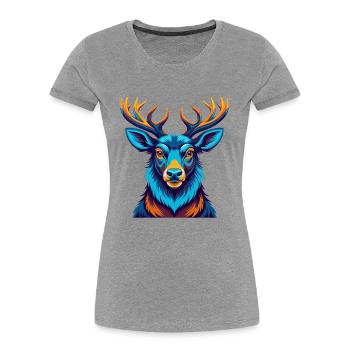 Elch Bunte Kawaii Cartoon Figur Clipart - Frauen Premium Bio T-Shirt - Grau meliert - Vorne - Mia (176cm)