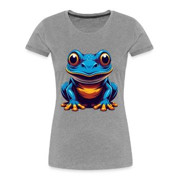 Frog Colorful Kawaii Cartoon Character Clipart - Women's Premium Organic T-Shirt - heather grey - Front - Mia (176cm)