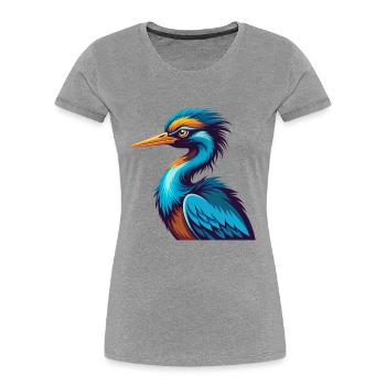 Crane Colorful Kawaii Cartoon Character Clipart - Women's Premium Organic T-Shirt - heather grey - Front - Mia (176cm)
