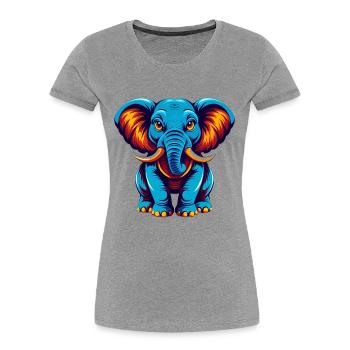 Elefant Bunte Kawaii Cartoon Figur Clipart - Frauen Premium Bio T-Shirt - Grau meliert - Vorne - Mia (176cm)