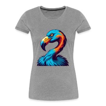 Flamingo Colorful Kawaii Cartoon Character Clipart - Women's Premium Organic T-Shirt - heather grey - Front - Mia (176cm)