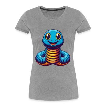 Earthworm Colorful Kawaii Cartoon Character Pet - Women's Premium Organic T-Shirt - heather grey - Front - Mia (176cm)