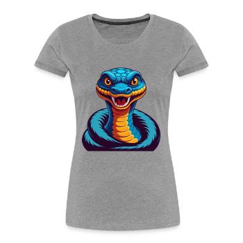 Anaconda coloré Kawaii Dessin animé Personnage Clipart - T-shirt bio Premium Femme - gris chiné - Devant - Mia (176cm)