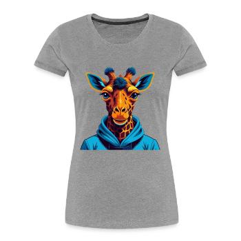 Giraffe Bunte Kawaii Cartoon Figur Clipart - Frauen Premium Bio T-Shirt - Grau meliert - Vorne - Mia (176cm)