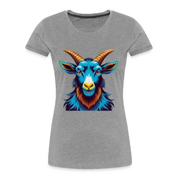 Chèvre coloré Kawaii Dessin animé Personnage Clipart - T-shirt bio Premium Femme - gris chiné - Devant - Mia (176cm)