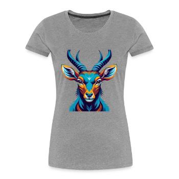 Impala Bunte Kawaii Cartoon Figur Clipart - Frauen Premium Bio T-Shirt - Grau meliert - Vorne - Mia (176cm)