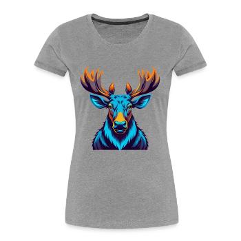 Moose Colorful Kawaii Cartoon Character Clipart - Women's Premium Organic T-Shirt - heather grey - Front - Mia (176cm)