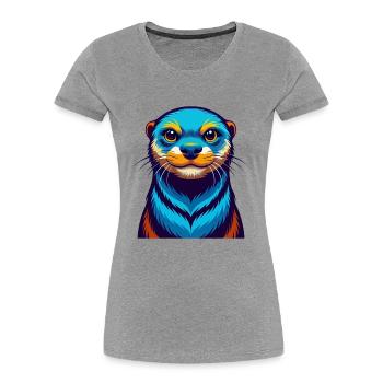 loutre coloré kawaii dessin animé personnage clipart - T-shirt bio Premium Femme - gris chiné - Devant - Mia (176cm)