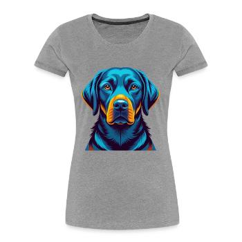 Labrador Retriever Hund Buntes Kawaii Cartoon Haustier - Frauen Premium Bio T-Shirt - Grau meliert - Vorne - Mia (176cm)