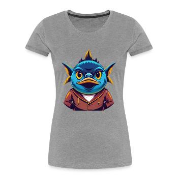 Tuna Colorful Kawaii Cartoon Character Clipart - Women's Premium Organic T-Shirt - heather grey - Front - Mia (176cm)