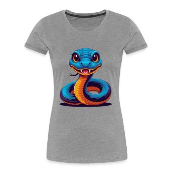 Schlange Bunte Kawaii Cartoon Figur Clipart - Frauen Premium Bio T-Shirt - Grau meliert - Vorne - Mia (176cm)