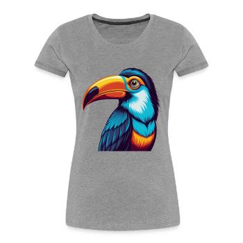 Toucan Colorful Kawaii Cartoon Character Clipart - Women's Premium Organic T-Shirt - heather grey - Front - Mia (176cm)