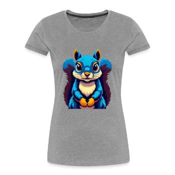 Eichhörnchen Bunte Kawaii Cartoon Figur Clipart - Frauen Premium Bio T-Shirt - Grau meliert - Vorne - Mia (176cm)