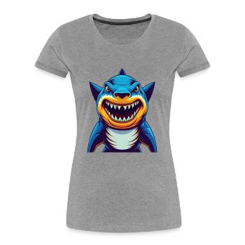 Shark Colorful Kawaii Cartoon Character Clipart - Women's Premium Organic T-Shirt - heather grey - Front - Mia (176cm)