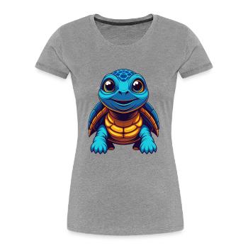 Schildkröte Bunte Kawaii Cartoon Figur Clipart - Frauen Premium Bio T-Shirt - Grau meliert - Vorne - Mia (176cm)