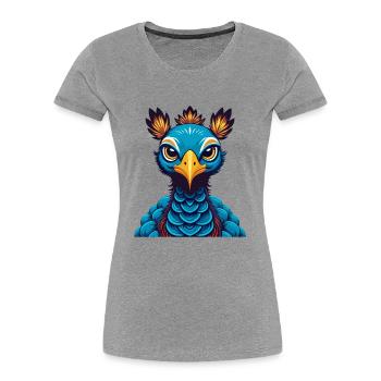 Peacock Colorful Kawaii Cartoon Character Clipart - Women's Premium Organic T-Shirt - heather grey - Front - Mia (176cm)