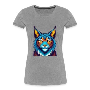 Lynx Colorful Kawaii Cartoon Character Clipart - Women's Premium Organic T-Shirt - heather grey - Front - Mia (176cm)