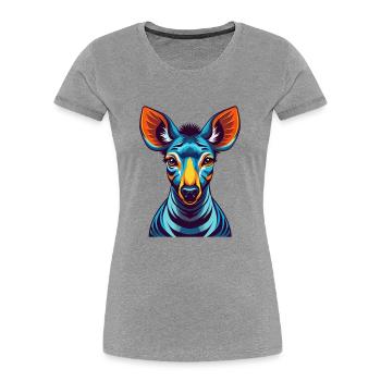 Okapi Colorful Kawaii Cartoon Character Clipart - Women's Premium Organic T-Shirt - heather grey - Front - Mia (176cm)