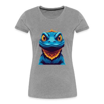 Eidechse Bunte Kawaii Cartoon Figur Clipart - Frauen Premium Bio T-Shirt - Grau meliert - Vorne - Mia (176cm)