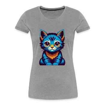 Kitten Colorful Kawaii Cartoon Character Clipart - Women's Premium Organic T-Shirt - heather grey - Front - Mia (176cm)