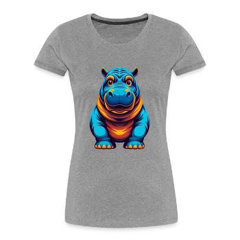 Nilpferd Bunte Kawaii Cartoon Figur Clipart - Frauen Premium Bio T-Shirt - Grau meliert - Vorne - Mia (176cm)