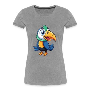 Toucan Cute Cartoon Character Kawaii Clipart - Women's Premium Organic T-Shirt - heather grey - Front - Mia (176cm)