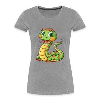 serpent mignon personnage de dessin animé Kawaii Clipart - T-shirt bio Premium Femme - gris chiné - Devant - Mia (176cm)