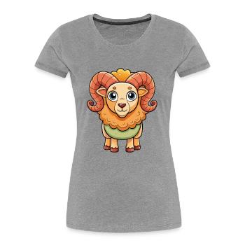 Ram Cute Cartoon Character Kawaii Clipart - Women's Premium Organic T-Shirt - heather grey - Front - Mia (176cm)
