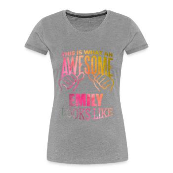 Emily - Frauen Premium Bio T-Shirt - Grau meliert - Vorne - Mia (176cm)