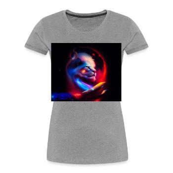 Lion Univers - Frauen Premium Bio T-Shirt - Grau meliert - Vorne - Mia (176cm)