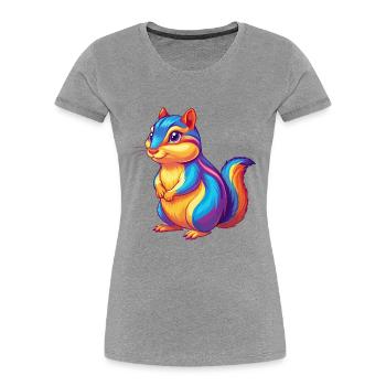 Chipmunk Colorful Kawaii Cartoon Character Clipart - Women's Premium Organic T-Shirt - heather grey - Front - Mia (176cm)
