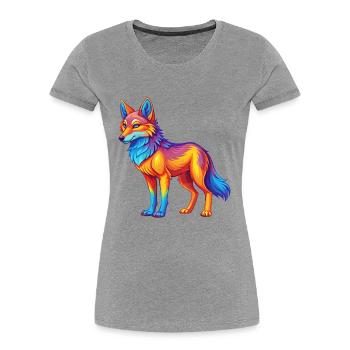 Kojote Bunte Kawaii Cartoon Figur Clipart - Frauen Premium Bio T-Shirt - Grau meliert - Vorne - Mia (176cm)