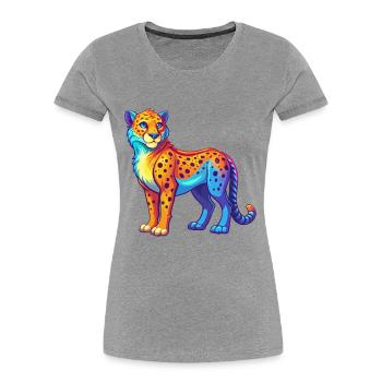 guépard coloré kawaii dessin animé personnage clipart - T-shirt bio Premium Femme - gris chiné - Devant - Mia (176cm)