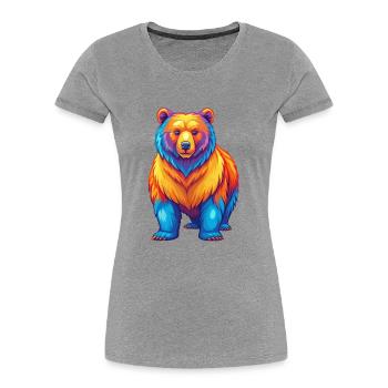 Bear Colorful Kawaii Cartoon Character Clipart - Women's Premium Organic T-Shirt - heather grey - Front - Mia (176cm)