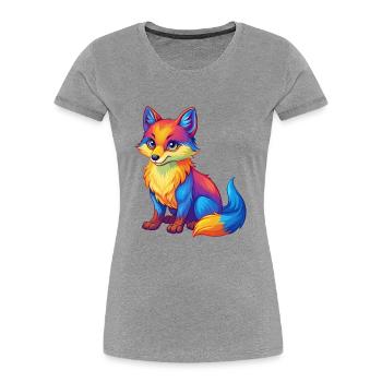 Renard arctique Personnage de dessin animé kawaii coloré - T-shirt bio Premium Femme - gris chiné - Devant - Mia (176cm)