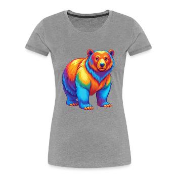 Bear Colorful Kawaii Cartoon Character Clipart - Women's Premium Organic T-Shirt - heather grey - Front - Mia (176cm)