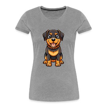 Rottweiler Dog Cartoon Character Kawaii Clipart - Women's Premium Organic T-Shirt - heather grey - Front - Mia (176cm)