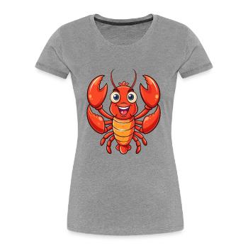 homard mignon personnage de dessin animé kawaii clipart - T-shirt bio Premium Femme - gris chiné - Devant - Mia (176cm)