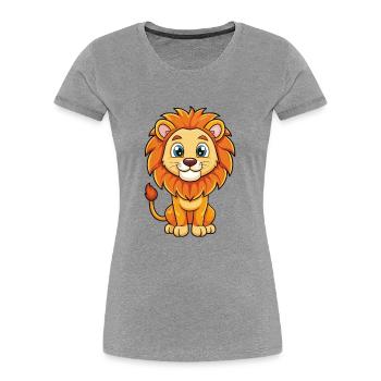 Lion Cute Cartoon Character Kawaii Clipart - Women's Premium Organic T-Shirt - heather grey - Front - Mia (176cm)