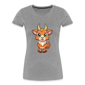 Oryx Mignon Personnage De Dessin Animé Kawaii Clipart - T-shirt bio Premium Femme - gris chiné - Devant - Mia (176cm)