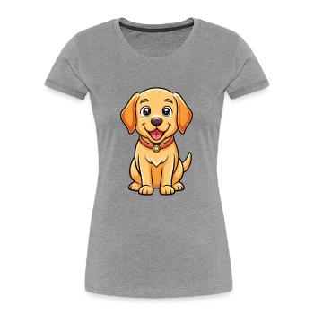 Labrador Retriever Hund Cartoon Kawaii Clipart - Frauen Premium Bio T-Shirt - Grau meliert - Vorne - Mia (176cm)