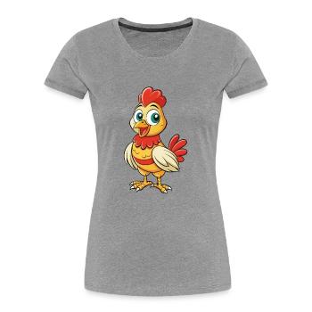 Poule mignon personnage de dessin animé Kawaii Clipart - T-shirt bio Premium Femme - gris chiné - Devant - Mia (176cm)