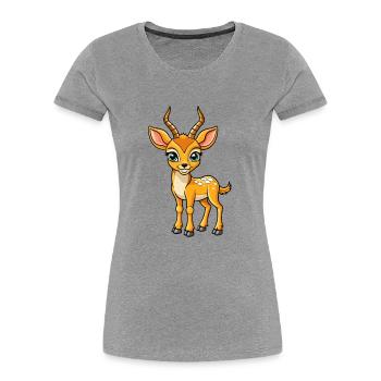 Impala Niedliche Zeichentrickfigur Kawaii Clipart - Frauen Premium Bio T-Shirt - Grau meliert - Vorne - Mia (176cm)