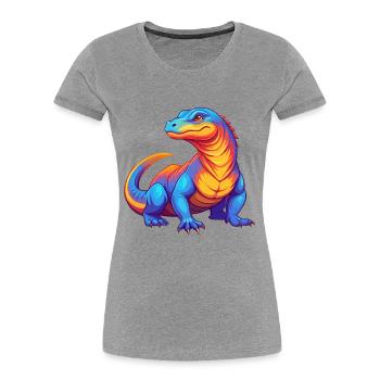 Komodo Dragon Colorful Kawaii Cartoon Character - Women's Premium Organic T-Shirt - heather grey - Front - Mia (176cm)