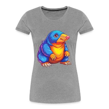 Taupe coloré Kawaii Dessin animé Personnage Clipart - T-shirt bio Premium Femme - gris chiné - Devant - Mia (176cm)