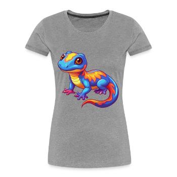 Salamander Colorful Kawaii Cartoon Character - Women's Premium Organic T-Shirt - heather grey - Front - Mia (176cm)
