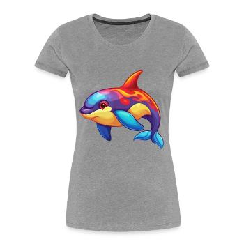 Orca Bunte Kawaii Cartoon Figur Clipart - Frauen Premium Bio T-Shirt - Grau meliert - Vorne - Mia (176cm)