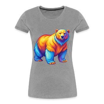Polar Bear Colorful Kawaii Cartoon Character - Women's Premium Organic T-Shirt - heather grey - Front - Mia (176cm)